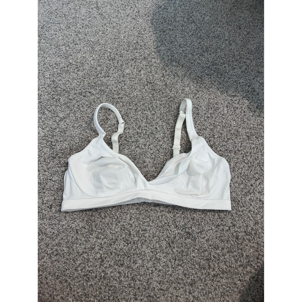 White Unlined Triangle‎ Bralette Adjustable Straps Hook Eye Closure 36B